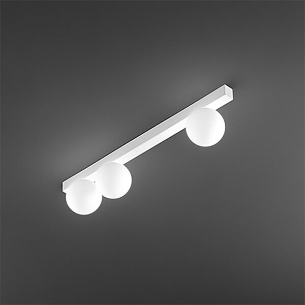 Plafoniera perenz snooky 8480 b g9 led metallo bianco opaco sfera vetro soffiato bianco - Perenz