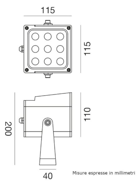 Proiettore moderno gea led ges2230 led ip65 alluminio vetro orientabile - Gea Led