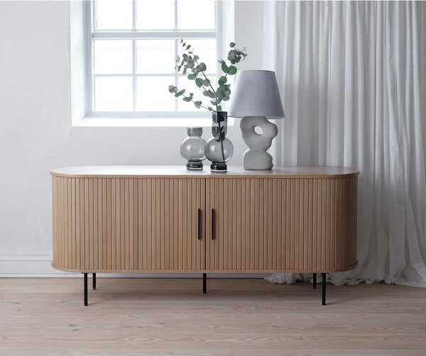 Cassettiera bassa in rovere con ante scorrevoli in colore naturale 76x180 cm Nola - Unique Furniture