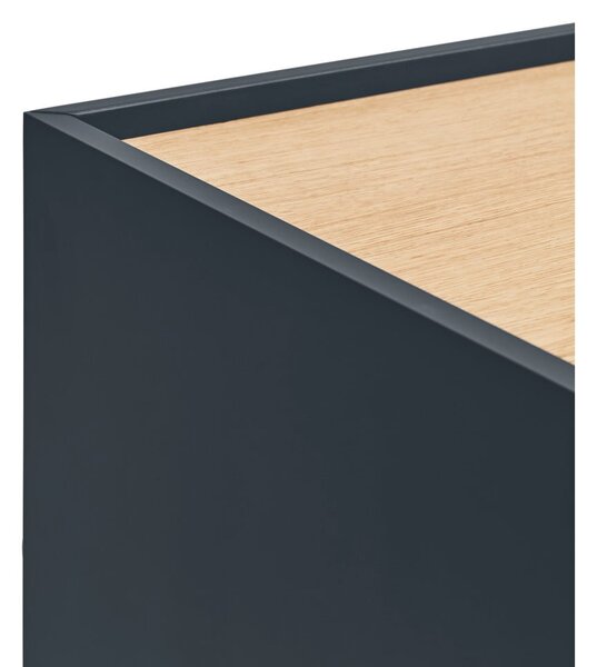 Tavolo TV in rovere decorato in colore antracite-naturale 180x45 cm Otto - Teulat