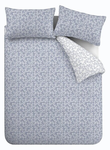 Biancheria da letto in cotone blu e bianco per letto matrimoniale 200x200 cm Shadow Leaves - Bianca
