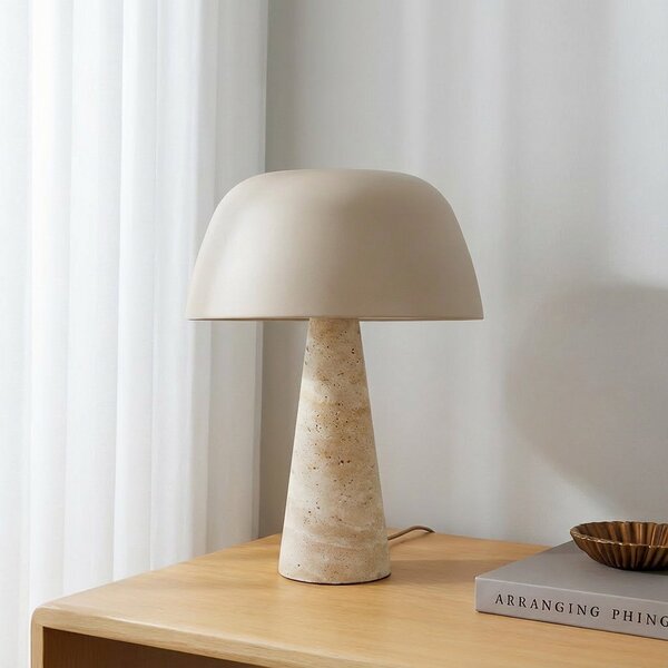 Lampade da tavolo Lindby, Magritt, Beige, Soggiorno, Pietra, Moderno