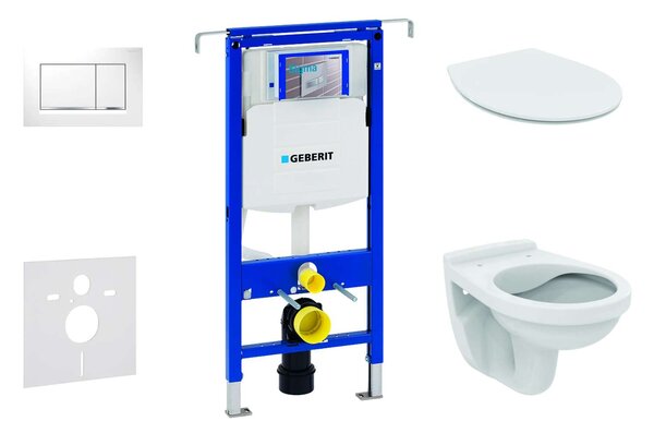 Geberit Duofix - Modulo di installazione a parete, WC Alpha con sedile, placca di comando Sigma30, bianco/cromo 111.355.00.5 ND5