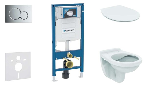 Geberit Duofix - Modulo di installazione a parete, WC Alpha con sedile, placca di comando Sigma01, cromo lucido 111.300.00.5 ND2