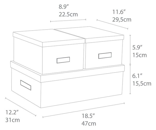 Set di 3 scatole portaoggetti bianche Inge - Bigso Box of Sweden