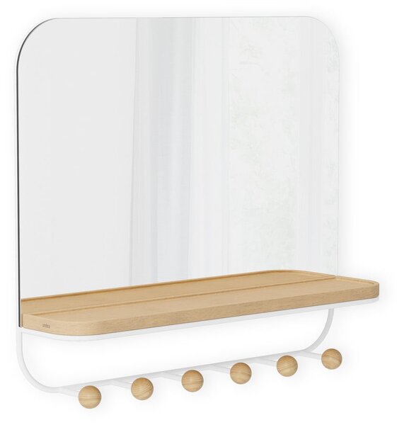 Appendiabiti da parete in legno di faggio bianco naturale con ripiano Estique - Umbra