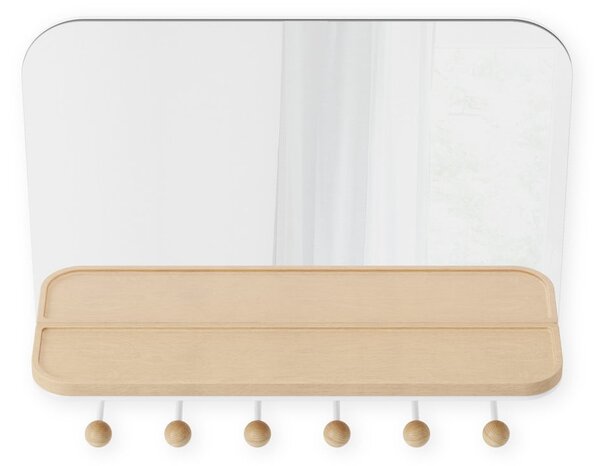 Appendiabiti da parete in legno di faggio bianco naturale con ripiano Estique - Umbra