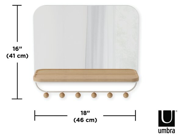 Appendiabiti da parete in legno di faggio bianco naturale con ripiano Estique - Umbra