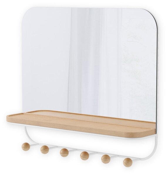 Appendiabiti da parete in legno di faggio bianco naturale con ripiano Estique - Umbra