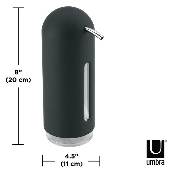 Dispenser di sapone in plastica nera da 350 ml Penguin - Umbra