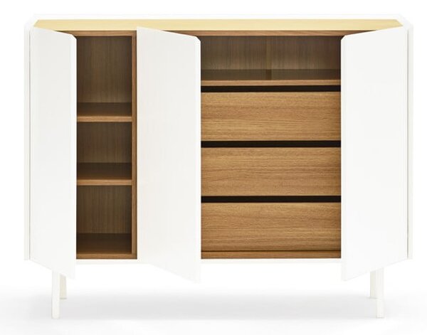 Cassettiera bassa bianca effetto rovere 110x85 cm Arista - Teulat