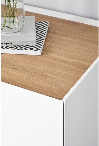 Cassettiera bassa bianca effetto rovere 110x85 cm Arista - Teulat