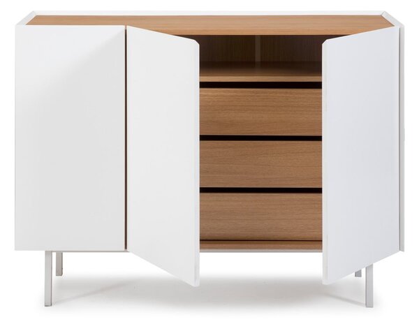 Cassettiera bassa bianca effetto rovere 110x85 cm Arista - Teulat