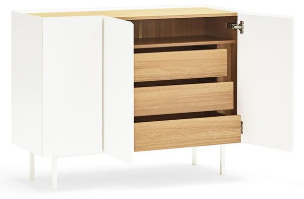 Cassettiera bassa bianca effetto rovere 110x85 cm Arista - Teulat