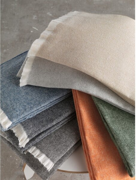 Plaid blu con contenuto di cotone , 140 x 180 cm Linen - Euromant