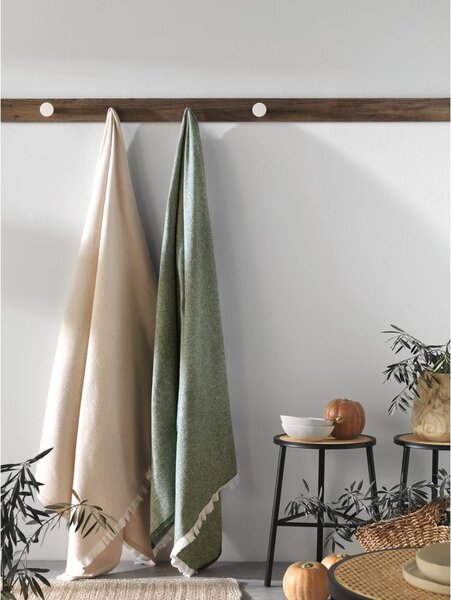 Plaid blu con contenuto di cotone , 140 x 180 cm Linen - Euromant
