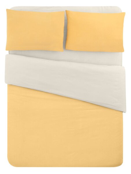Lenzuolo matrimoniale in cotone giallo e panna / lenzuolo matrimoniale esteso 200x220 cm - Mila Home