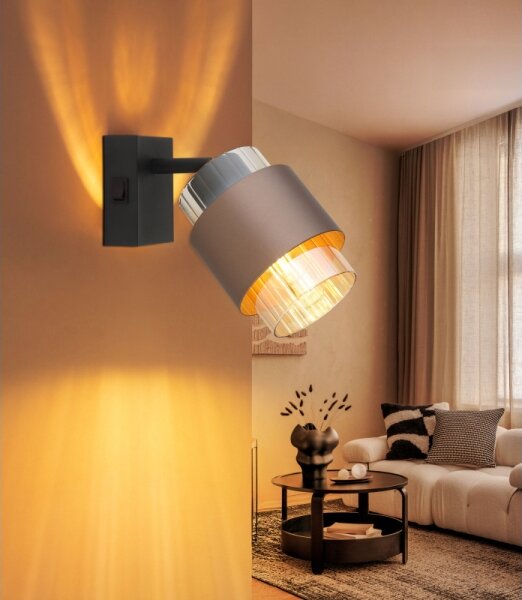 Globo 15560-1C - Faretto da parete MILLEY 1xE27/40W/230V nero/bronzo