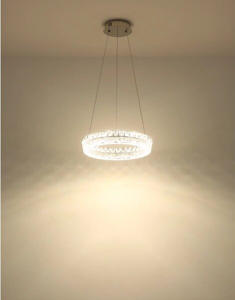 Globo 67387-24 - Lampadario LED dimmerabile a sospensione con cavo LAUREL LED/24W/230V trasparente+telecomando
