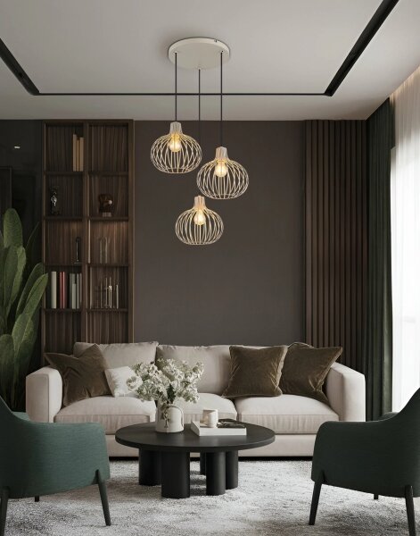 Globo 33379319 - Lampadario a sospensione con cavo MATEO 3xE27/40W/230V beige