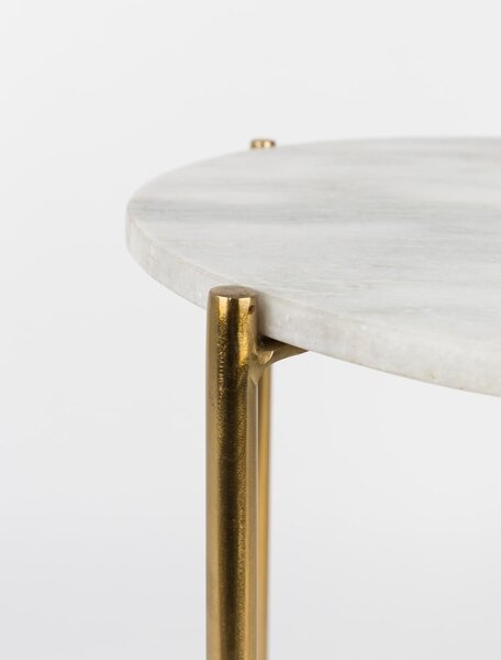 Tavolino bianco con piano in marmo Timpa - White Label