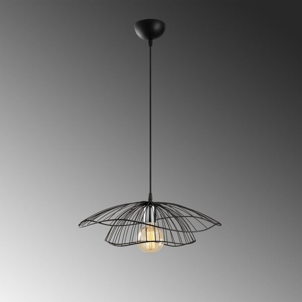 Lampadario nero con paralume in metallo ø 50 cm Farac – Opviq lights