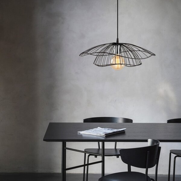 Lampadario nero con paralume in metallo ø 50 cm Farac – Opviq lights