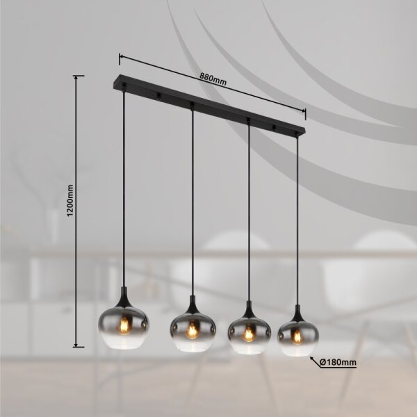 Globo 15548-4H - Lampada a sospensione con cavo MAXY 4xE27/40W/230V nero