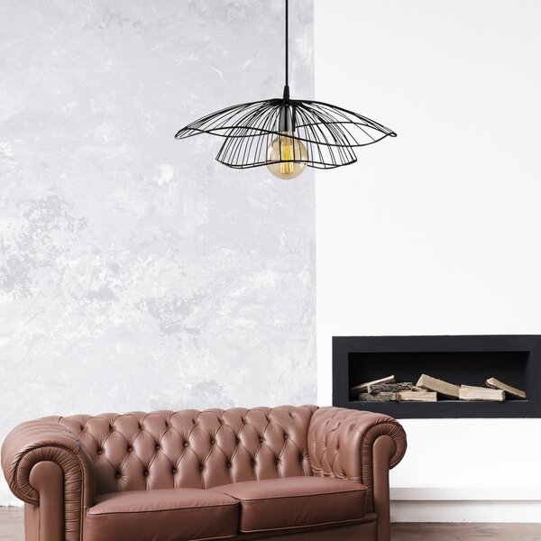 Lampadario nero con paralume in metallo ø 50 cm Farac – Opviq lights
