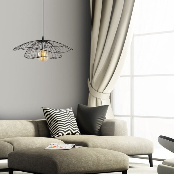 Lampadario nero con paralume in metallo ø 50 cm Farac – Opviq lights