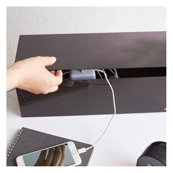 Scatola di ricarica nera e marrone Web Cable Box - YAMAZAKI