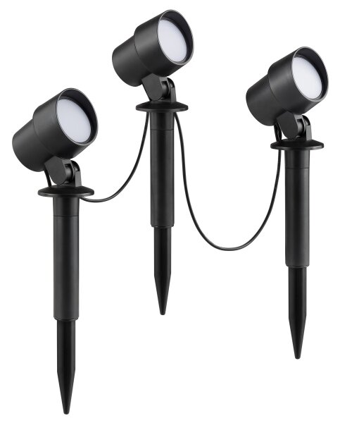 Brilliant - Set da 3 lampade LED da esterno KAMARA LED/8,5W/230V IP44 nere