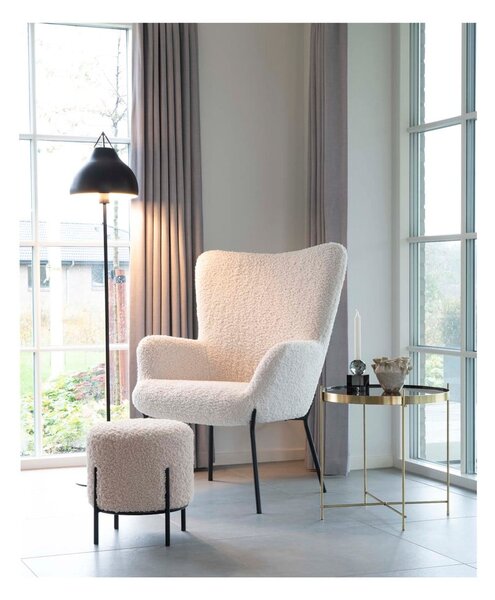 Poggiapiedi color crema con rivestimento in pelliccia sintetica Alford – House Nordic