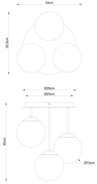 Globo 47441-3S - Lampadario a plafone HARMON 3xE14/25W/230V, nero