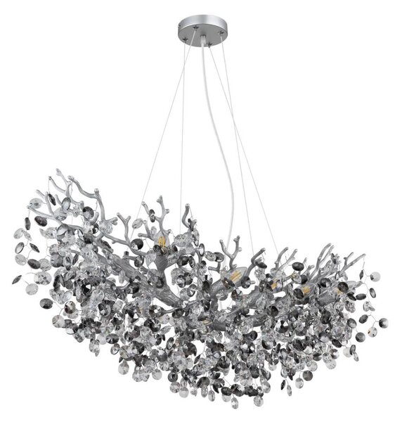 Globo 64138H3S - Lampadario a sospensione su cavo QUEENA 10xE14/40W/230V argento