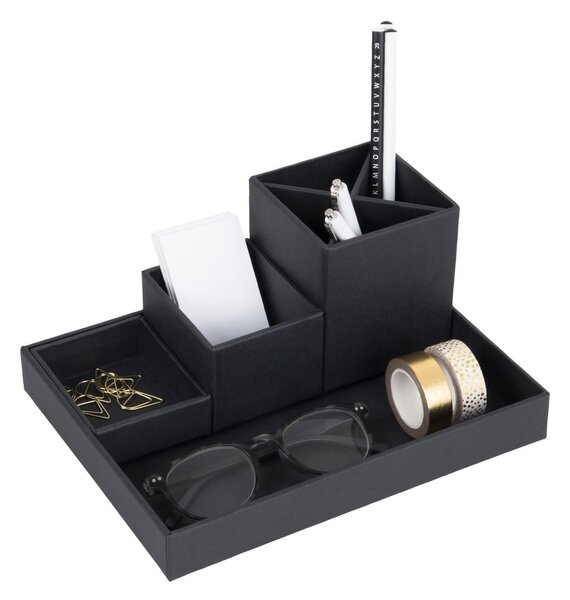 Organizer da scrivania per strumenti di scrittura in 4 pezzi grigio scuro Lena - Bigso Box of Sweden