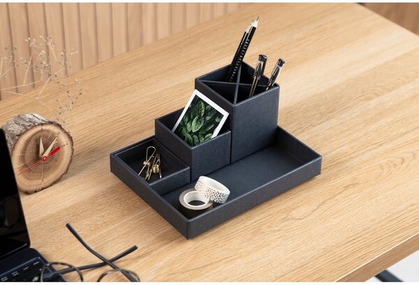 Organizer da scrivania per strumenti di scrittura in 4 pezzi grigio scuro Lena - Bigso Box of Sweden