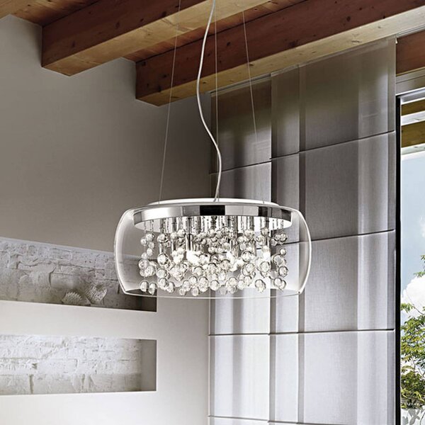 IDEAL LUX Lampada a sospensione Audi 80, dimmerabile, Chiaro / Trasparente, Soggiorno / Sala da pranzo, Vetro, Design, Lampada a sospensione