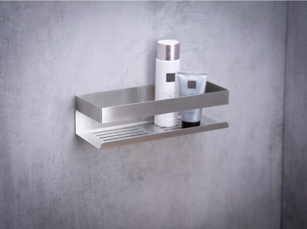 Mensola da bagno color argento opaco adesiva in acciaio inox Genova Matt - Wenko