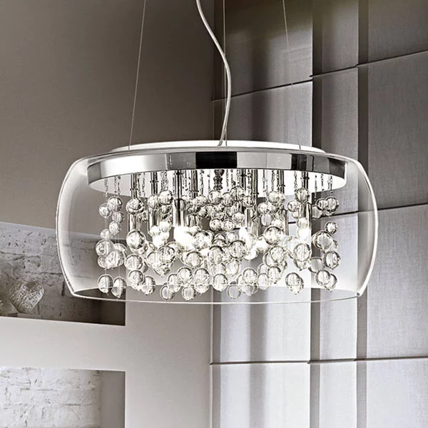 IDEAL LUX Lampada a sospensione Audi 80, dimmerabile, Chiaro / Trasparente, Soggiorno / Sala da pranzo, Vetro, Design, Lampada a sospensione