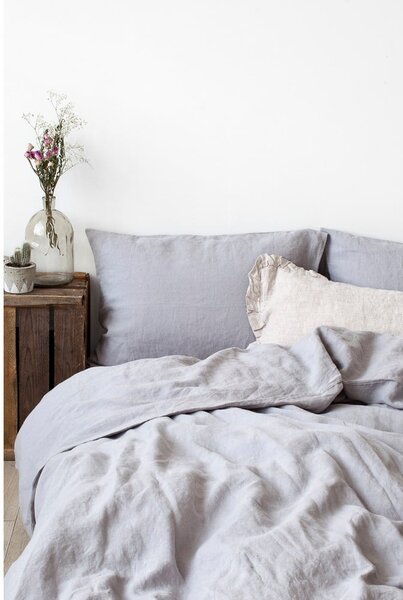 Federa di lino grigio chiaro , 70 x 90 cm Light Grey - Linen Tales
