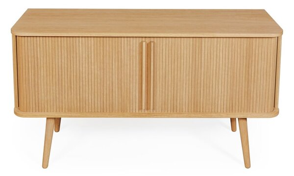 Cassettiera bassa colore naturale con trama in rovere con ante scorrevoli 138x75 cm Rove - Woodman