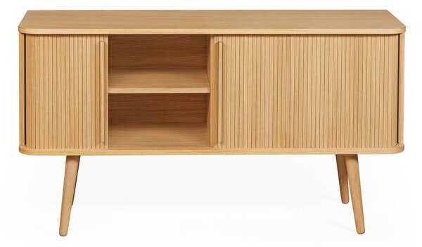 Cassettiera bassa colore naturale con trama in rovere con ante scorrevoli 138x75 cm Rove - Woodman