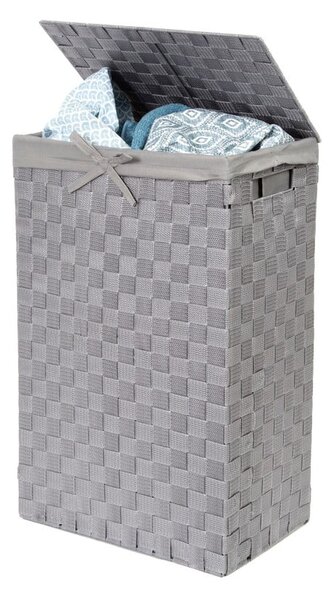 Cesto da bucato grigio con coperchio Cesto da bucato in lino, altezza 60 cm - Compactor