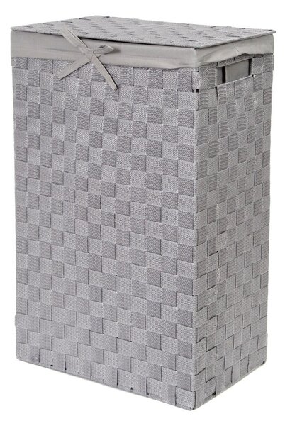 Cesto da bucato grigio con coperchio Cesto da bucato in lino, altezza 60 cm - Compactor