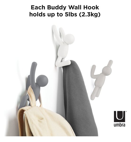 Ganci in plastica da parete in set da 3 Buddy - Umbra