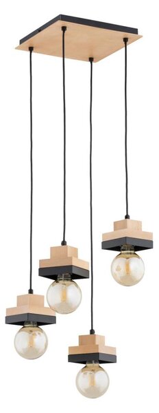 Lampadario a sospensione con cavo MIKO 4xE27/15W/230V nero/beige