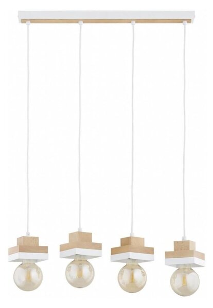 Lampadario sospeso su cavo MIKO 4xE27/15W/230V bianco/beige
