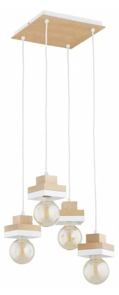 Lampadario a sospensione con cavo MIKO 4xE27/15W/230V bianco/beige