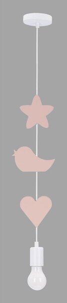 Lampadario per bambini bianco/rosa con paralume in metallo Single – Candellux Lighting